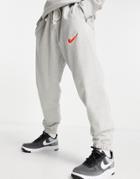 Nike Trend Fleece Zip Cuffed Retro Logo Sweatpants In Gray Heather
