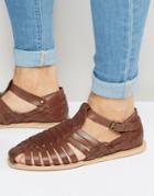 Dune Leather Sandals In Brown - Brown