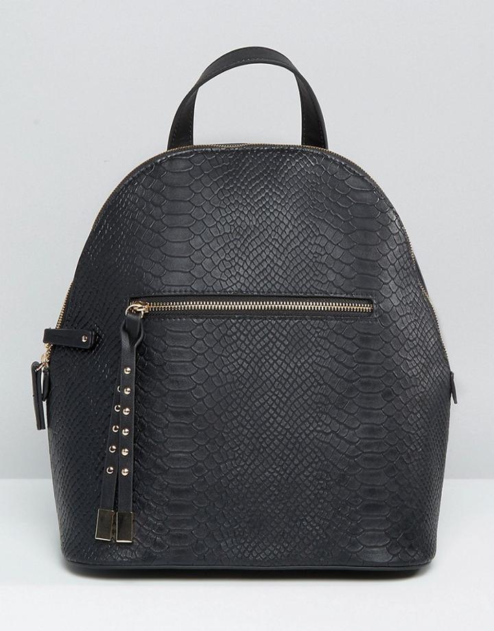 Asos Snake Embossed Mini Backpack - Black