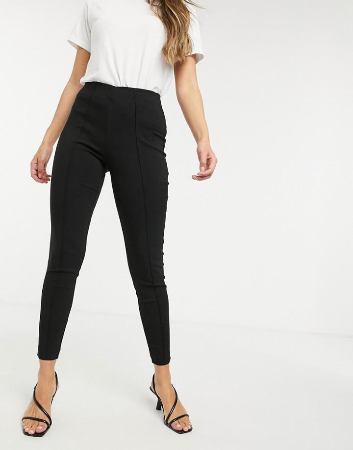 Vila Leggings With Seam Detail In Black