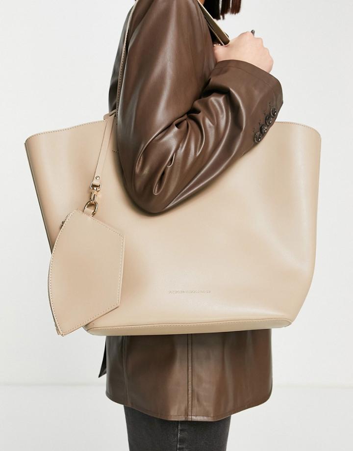 French Connection Smooth Tote Bag In Stone-neutral