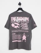 Dr Denim Trooper T-shirt With Back Print In Washed Black