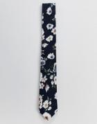 Burton Menswear Tie In Navy Floral - Navy