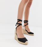 New Look Ankle Tie Up Espadrille Heel In Black