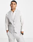 Asos Design Wedding Super Skinny Suit Vest In Ice Gray Brushed Twill
