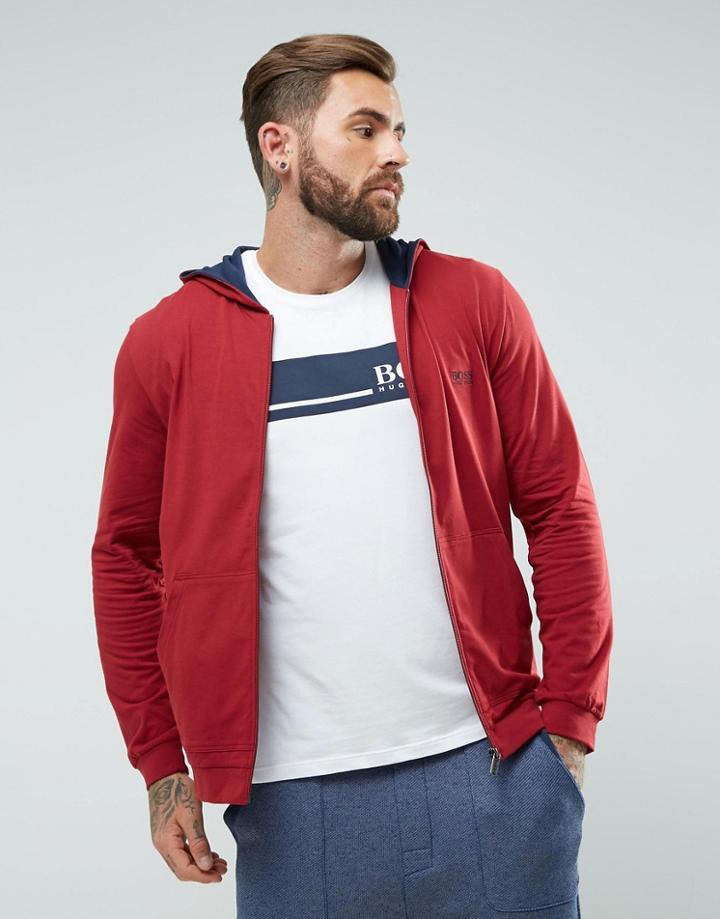 Boss By Hugo Boss Hoodie With Zip Thru - Red