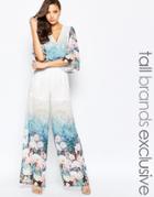 True Decadence Tall Floral Border Print Jumpsuit - Multi