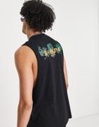 Asos Design Relaxed Fit Tank Top In Black With Souvenir City Front Print