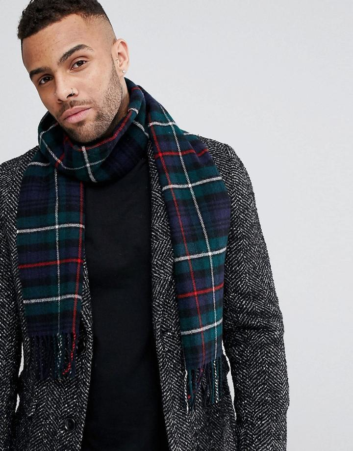 Glen Lossie Plaid Scarf In Wool - Green