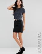 Missguided Tall Ripped Denim Mini Skirt - Black