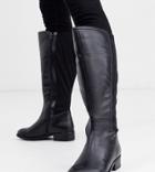 Simply Be Wide Fit Knee High Boot With Stretch Back In Black