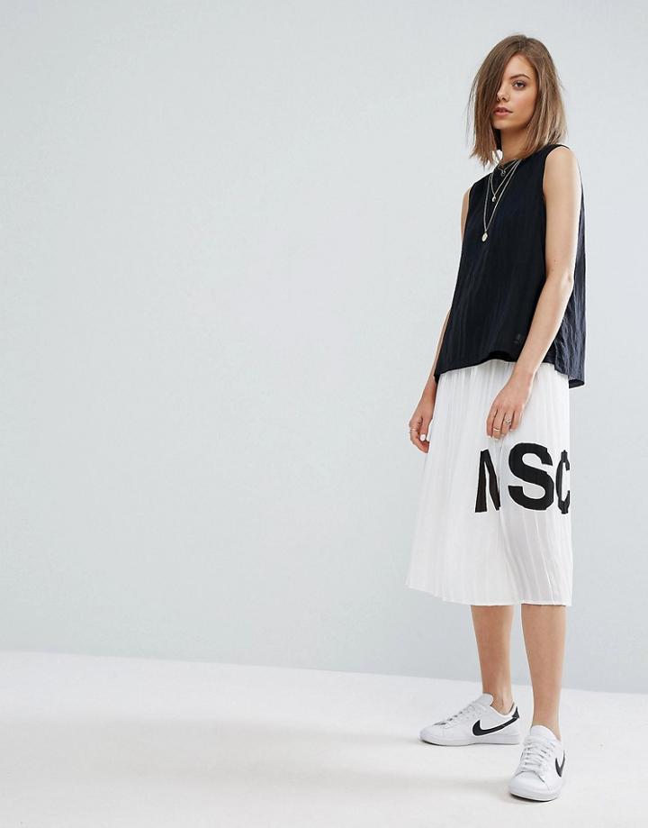Moss Copenhagen Pleated Midi Skirt - White