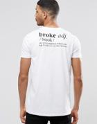 Asos Longline T-shirt With Broke Dictionary Back Print - White