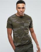 Jack & Jones Vintage T-shirt With All Over Camo Print - Green