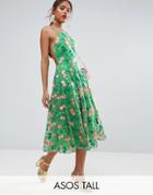 Asos Tall Salon Floral Embroidered Backless Pinny Midi Prom Dress - Multi