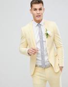 Asos Design Wedding Super Skinny Suit Jacket In Sherbet Lemon - Yellow