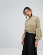 Keepsake Restless Knit Sparkle Sweater - Gold