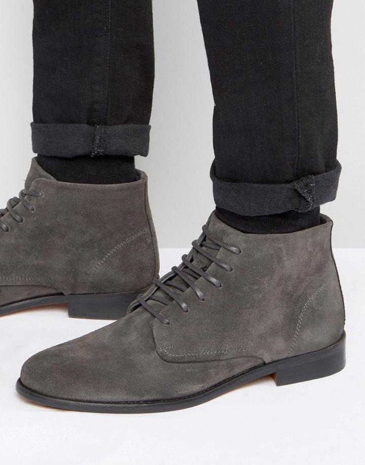 Walk London Harrington Suede Lace Up Boot - Gray