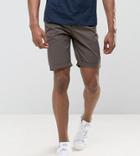 Asos Design Tall Slim Chino Shorts In Dark Khaki - Green