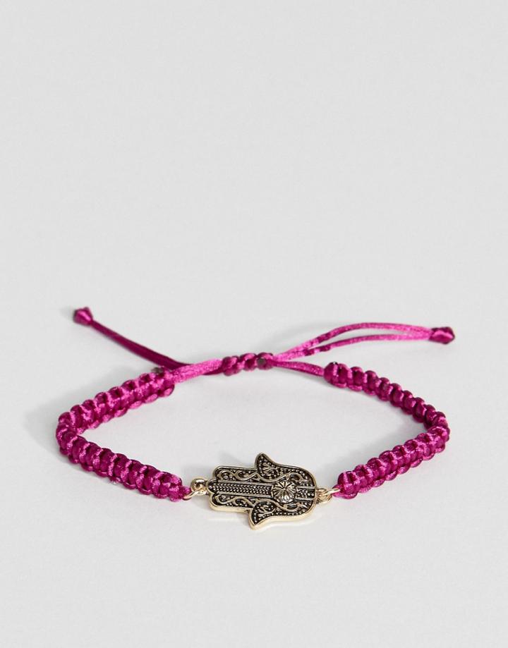 Asos Hamsa Hand Cord Friendship Bracelet - Red