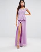Virgos Lounge Michaela Maxi Dress With Peplum - Purple