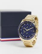 Tommy Hilfiger Men's Gold Bracelet Watch With Blue Dial 1791834