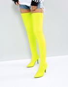 Asos Kitty Stretch Over The Knee Boots - Yellow