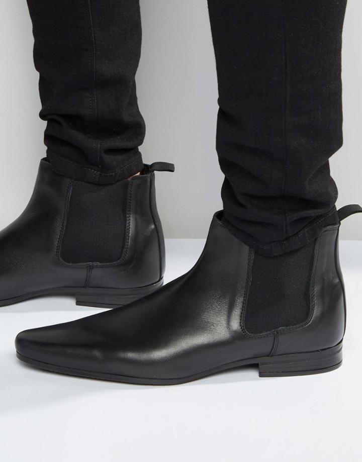 Asos Chelsea Boots In Leather - Blue