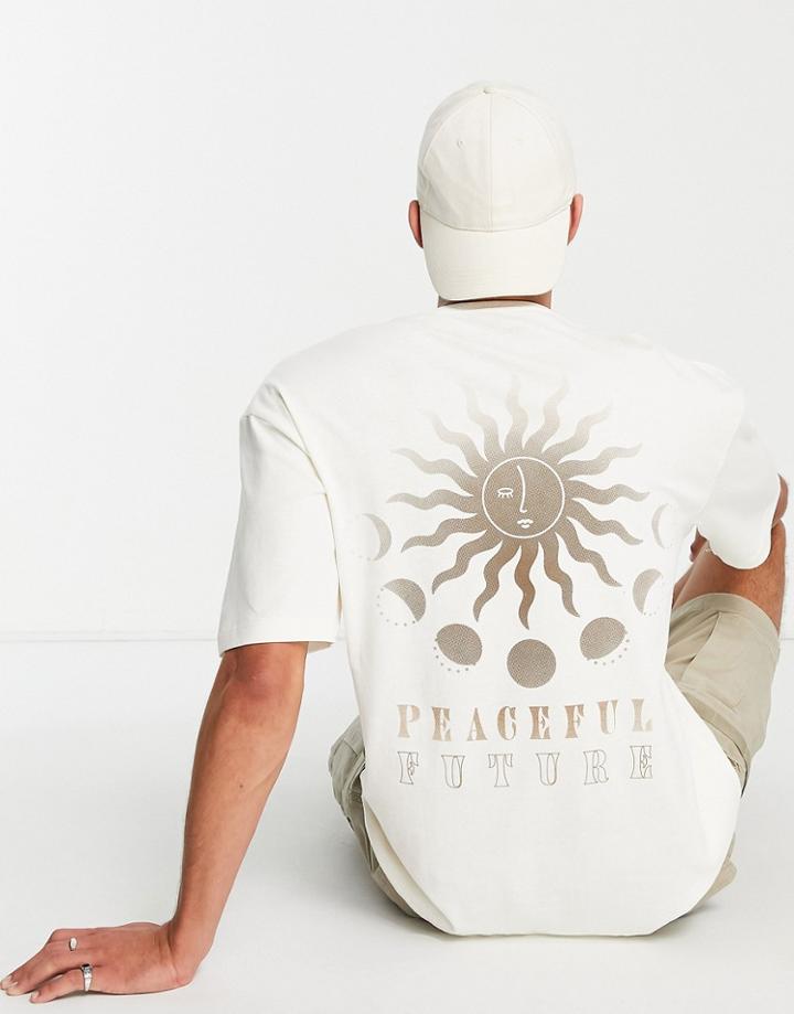 Jack & Jones Originals Oversized T-shirt With Sun Back Print In White