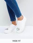 Asos Disco Wide Fit Embellished Sneaker - White