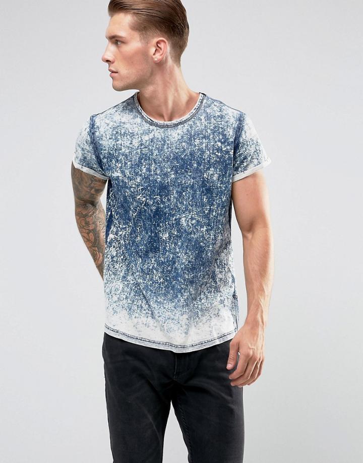 Yourturn T-shirt In Blue Acid Wash - Gray