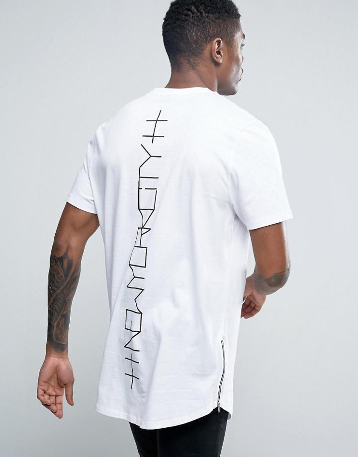 Asos Super Longline T-shirt With New York Print And Zips - White