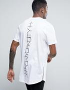 Asos Super Longline T-shirt With New York Print And Zips - White