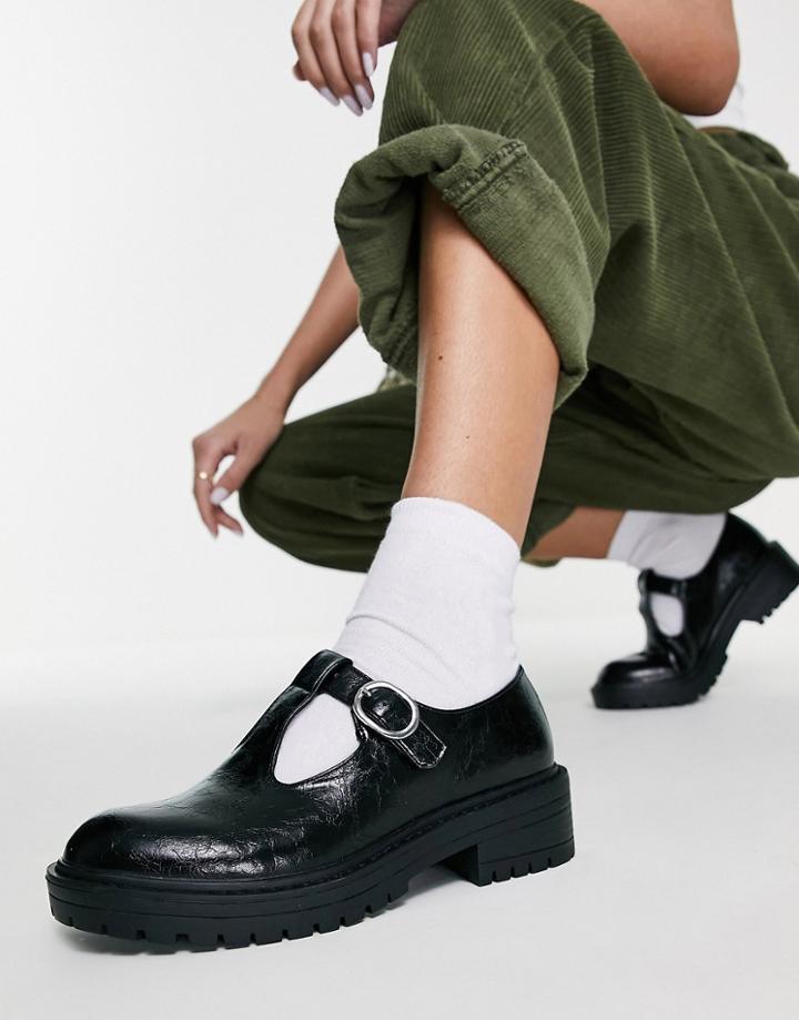 Topshop Leonard T-bar Shoes In Black