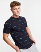 Tommy Hilfiger Lounge T-shirt With All Over Logo In Navy