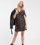 Asos Design Maternity Tie Sleeve Mini Dress In Floral Print-multi