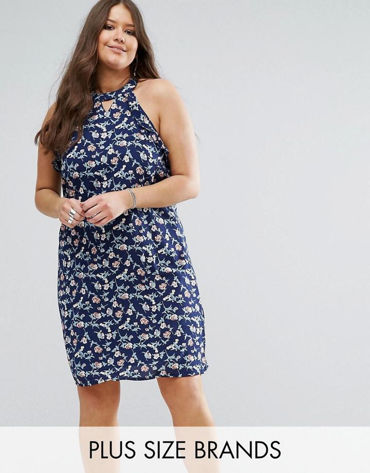 Koko Plus Swing Dress With Ruffle Detail - Gray