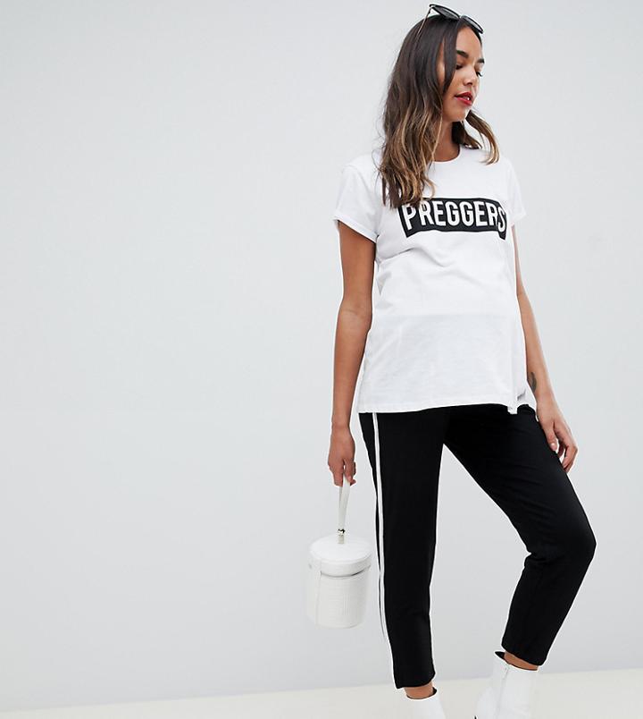 Asos Design Maternity Tapered Pants With Contrast Bind - Black