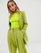 Asos Design Strong Shoulder Suit Blazer In Citrus Pop - Green