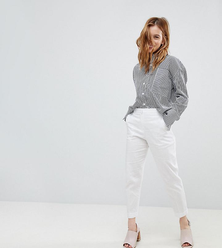 Asos Petite Tailored Linen Cigarette Pants - White