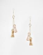 Limited Edition Tassel Stick Earrings - Beige