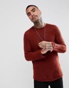 Asos Open Stitch Sweater In Mohair Wool Blend In Orange - Orange