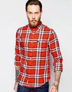 Lee Shirt Button Down Slub Twill Check In Red - Lava Red