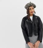 Miss Selfridge Biker Jacket In Black Faux Leather