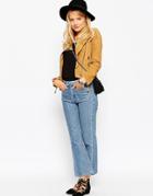 Asos Cropped Flare Jeans With Patch Pockets In Vintage Wash - Vintage Wash