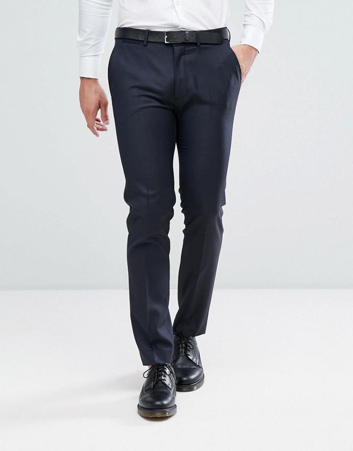 Asos Skinny Suit Pants In Navy 100% Wool - Navy