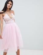 Rare Scallop Lace Midi Tutu Dress - Pink