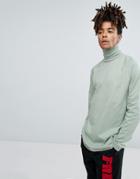 Asos Super Oversized Long Sleeve T-shirt With Roll Neck - Green