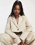 Collusion Cropped Blazer In Neutral Stripe - Part Of A Set