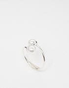 Asos Open Twist Double Faux Pearl Ring - Silver